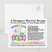 Nieuwjaar Mousserende Pear Martini Recept Briefkaa Feestdagenkaart (Voorkant / Achterkant)