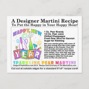Nieuwjaar Mousserende Pear Martini Recept Briefkaa Feestdagenkaart