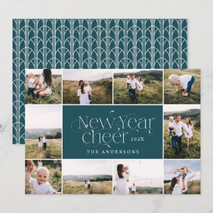 Nieuwjaar multi-foto-elegant Art Deco modern Feestdagenkaart