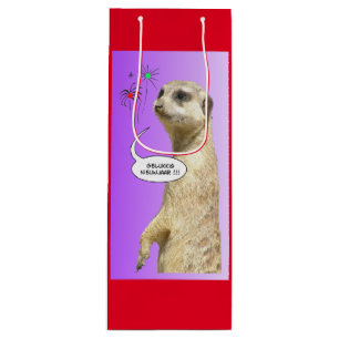 Nieuwjaar Nederlandse Meerkat RED Wine Bag Wijn Cadeautas