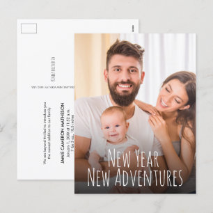 Nieuwjaar Nieuwe avonturen Baby Foto Geboorte Feestdagenkaart