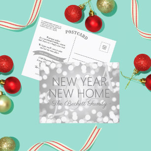 Nieuwjaar, nieuwe mededeling thuisvakantie aankondigingskaart