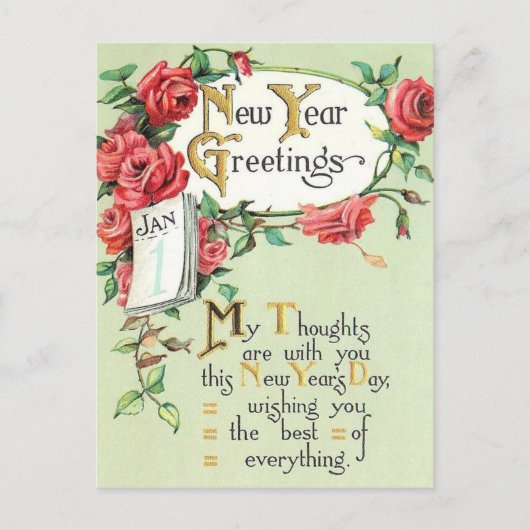 Nieuwjaar Post Kaart (Voorkant)
