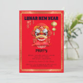 Nieuwjaar Rode en Gold Lunar Kaart (Staand voorkant)
