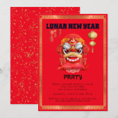 Nieuwjaar Rode en Gold Lunar Kaart (Voorkant / Achterkant)