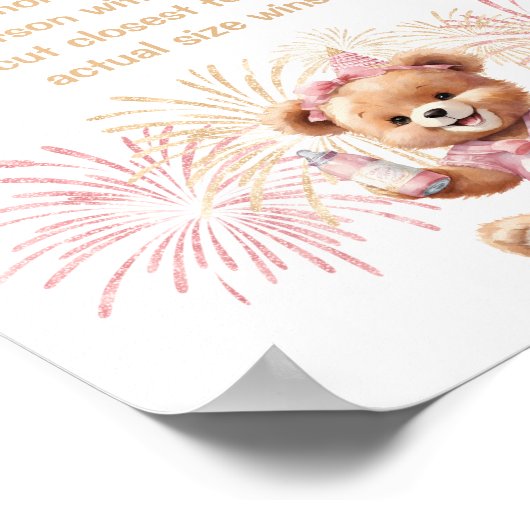 Nieuwjaar Roze Baby shower Hoe groot is mama's bui Poster (Hoek)