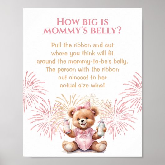 Nieuwjaar Roze Baby shower Hoe groot is mama's bui Poster (Voorkant)