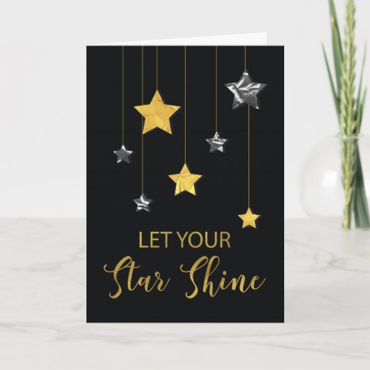 Nieuwjaar Star Shine Gold- en Silver-look-sterren Kaart (Voorkant)