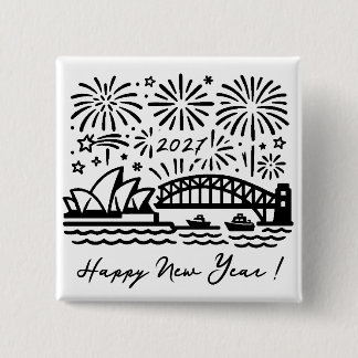 Nieuwjaar Sydney Vuurwerk 2027 Australië Vierkante Button 5,1 Cm