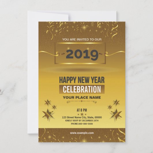 Nieuwjaar uitnodigingsbrochure kaart (Voorkant)