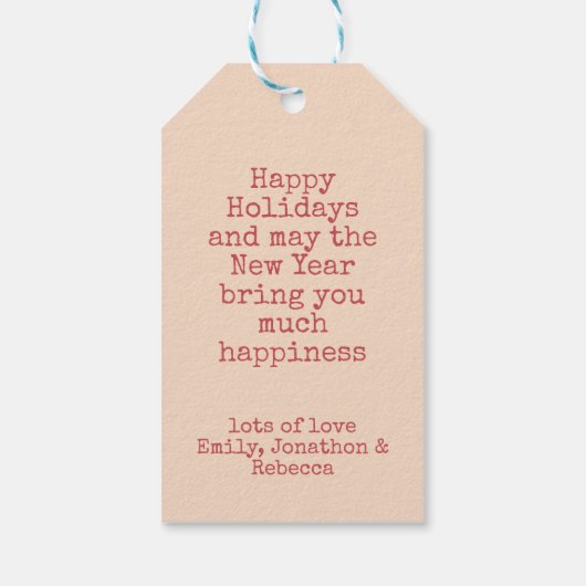 Nieuwjaar van Cozy Kerstrosy Cadeaulabel (Achterkant)