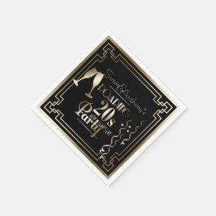 Nieuwjaar van de 20e eeuw Art Deco Gold Lijst Servet