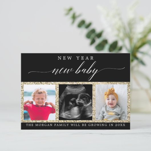 Nieuwjaar van de aankondiging van de zwangerschap (Staand voorkant)