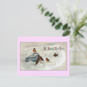 Nieuwjaar van Robins en Pitcher Feestdagenkaart (Staand voorkant)