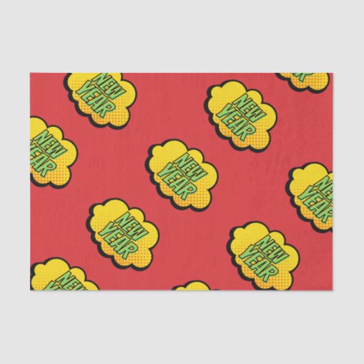 Nieuwjaar van stripstijl Retro Tissuepapier (Voorkant)