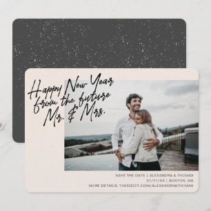 Nieuwjaar Verloving Save the Date Creme Feestdagenkaart