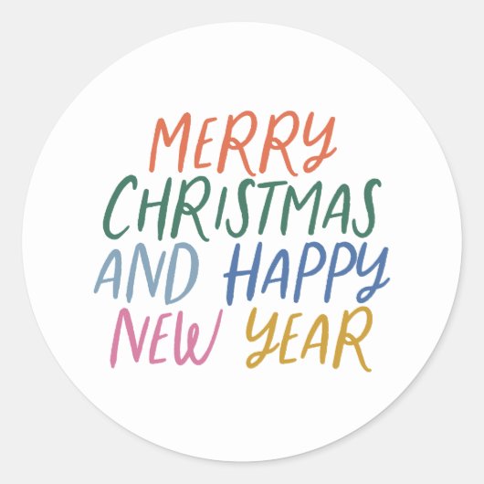 Nieuwjaar vrolijk kleurrijk kerstfeest ronde sticker (Voorkant)