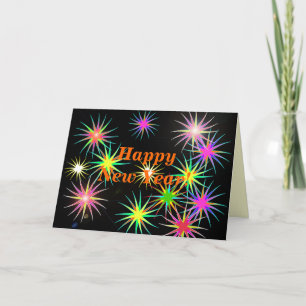 Nieuwjaar vuurwerk Flash op zwart Feestdagen Kaart