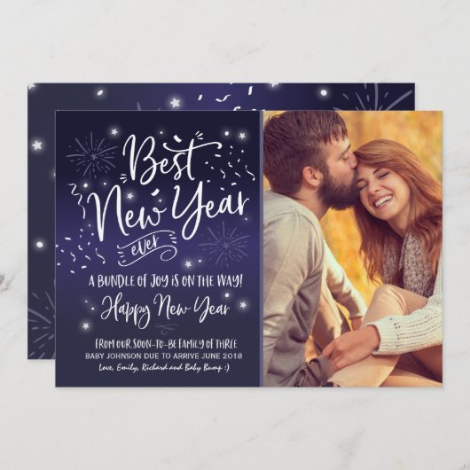 Nieuwjaar Zwangerschap 2018 Feestdagenkaart (Voorkant / Achterkant)