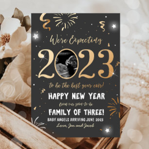 Nieuwjaar Zwangerschap Aankondiging 2023-kaart
