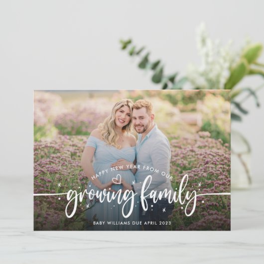 Nieuwjaar Zwangerschap Foto Aankondiging (Staand voorkant)