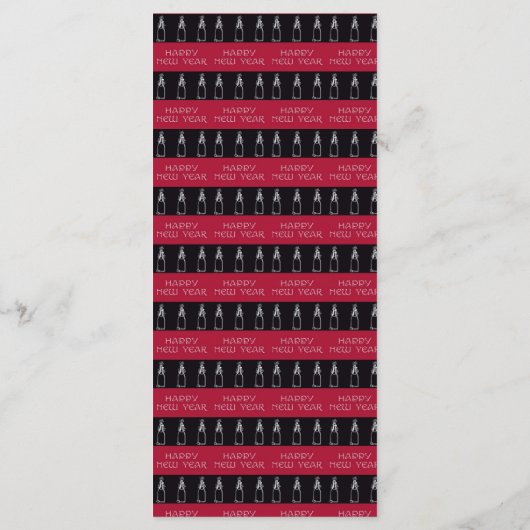 Nieuwjaar zwart en zilver, menu en knappe champagn (Achterkant)