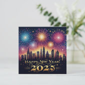 Nieuwjaars 2025 Vuurwerk Viering Kaart (Staand voorkant)