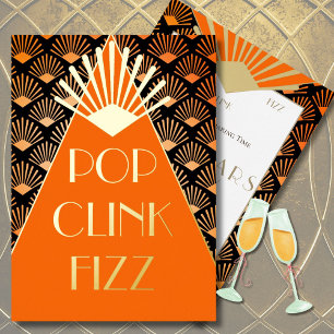 Nieuwjaars Art Deco Pop Klink Fizz Glamoureus Folie Uitnodiging