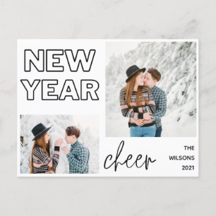 nieuwjaars cheer elegant multi foto feestdagenkaart