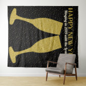 Nieuwjaars Glitter Champagne Fotobooth Achtergrond Wandkleed (In Situ (horizontaal))