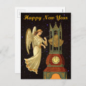 nieuwjaars vintage engel feestdagenkaart (Voorkant / Achterkant)