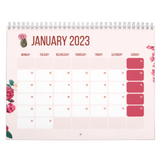 Nieuwjaarsagenda 2023, bloemen, jan. kalender