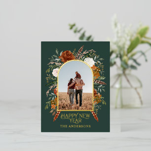 Nieuwjaarsbudget botanisch elegant groen folie feestdagen briefkaart