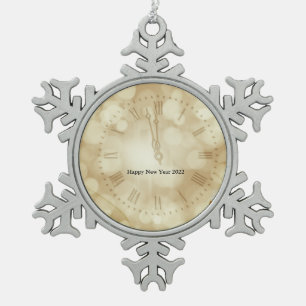 Nieuwjaarsdag met champagnebril tin sneeuwvlok ornament