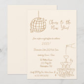 Nieuwjaarsfeest Nodig handgetekende krabbel uit Aankondiging (Voorkant / Achterkant)