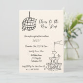 Nieuwjaarsfeest Nodig handgetekende krabbel uit Aankondiging (Staand voorkant)