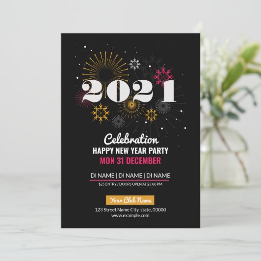 Nieuwjaarsfeest uitnodiging flyer (Staand voorkant)