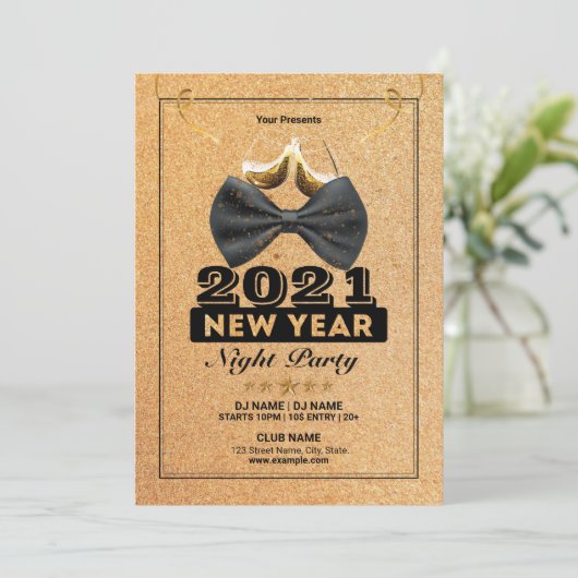 Nieuwjaarsfeest uitnodiging flyer (Staand voorkant)