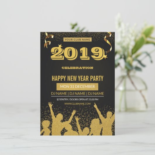 Nieuwjaarsfeest Uitnodigingsfolder Kaart (Staand voorkant)