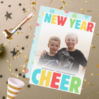Nieuwjaarsgroet 5x7 platte kaart helder leuk