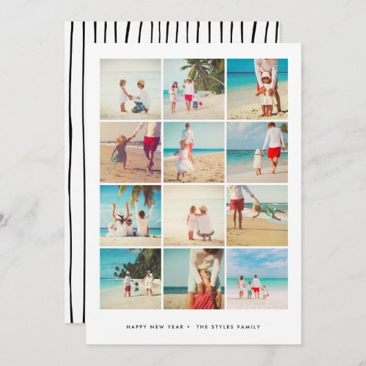 NIEUWJAARSKAART | modern minimalistisch raster Feestdagenkaart (Voorkant / Achterkant)