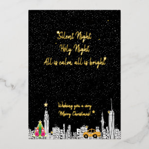 Nieuwjaarskaart van Taxi City New York met foto Folie Feestdagenkaart