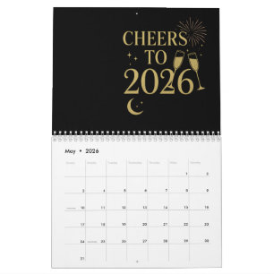 Nieuwjaarskalender 2026 – Elegant goud en zwart Kalender