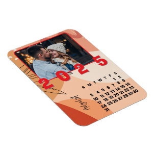 Nieuwjaarsmaand augustus 2025 Kalender Familiefoto Magneet