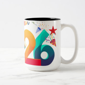 nieuwjaarsmok tweekleurige koffiemok