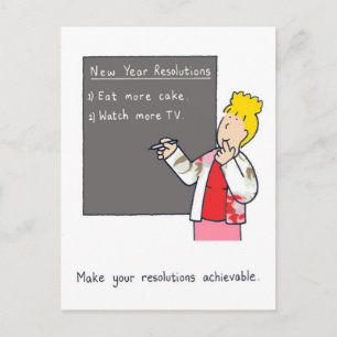 Nieuwjaarsresoluties Humor taart en tv Feestdagenkaart