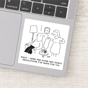 Nieuwjaarsresoluties van de vrouw voor de man. gra sticker