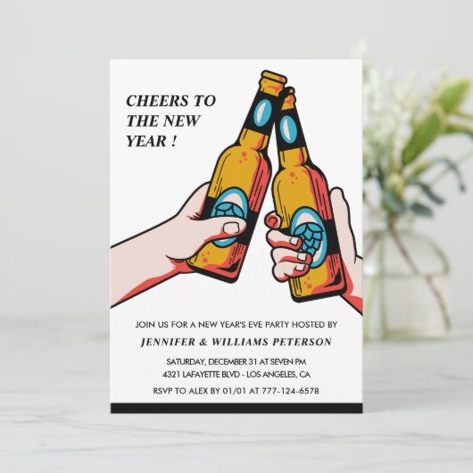 Nieuwjaarsuitnodiging Beer Merry Kaart (Staand voorkant)