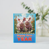 Nieuwjaarsvarkens Briefkaart (Staand voorkant)