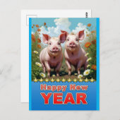 Nieuwjaarsvarkens Briefkaart (Voorkant / Achterkant)